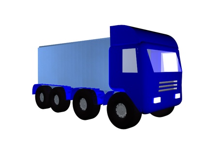 Blue truck isolated over white, 3d renderの写真素材