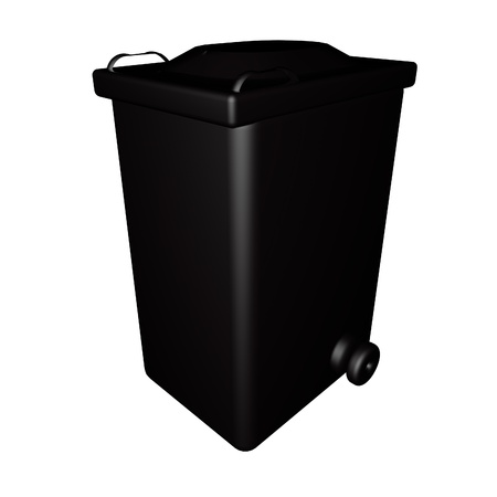 Black dumpster isolated over white, 3d renderの写真素材