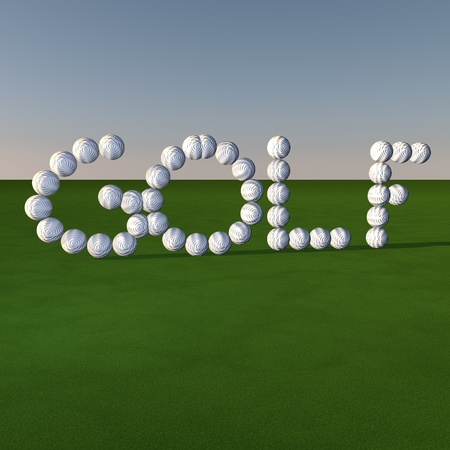 Golf word written with golf balls, 3d renderの写真素材