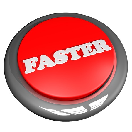 Faster button, isolated over white, 3d render