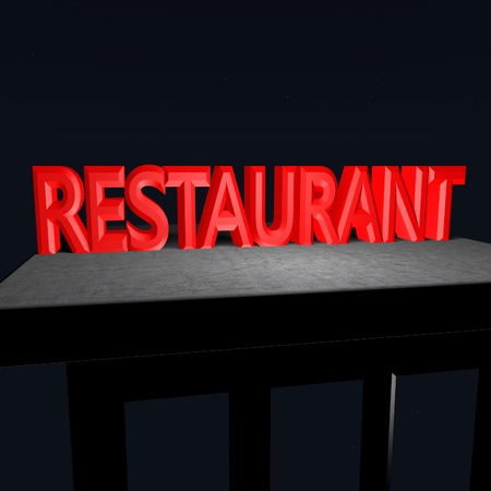 Light restaurant signboard, square image, 3d renderの写真素材
