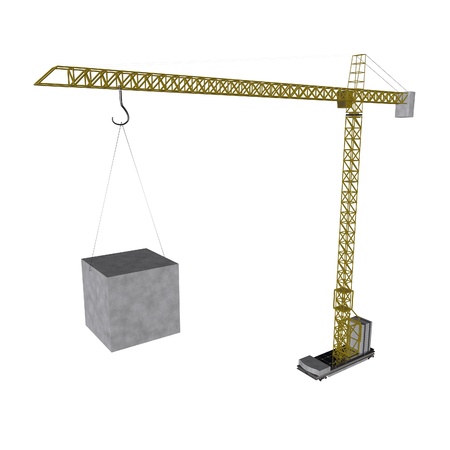 Mechanical crane isolated over white background, 3d renderの写真素材
