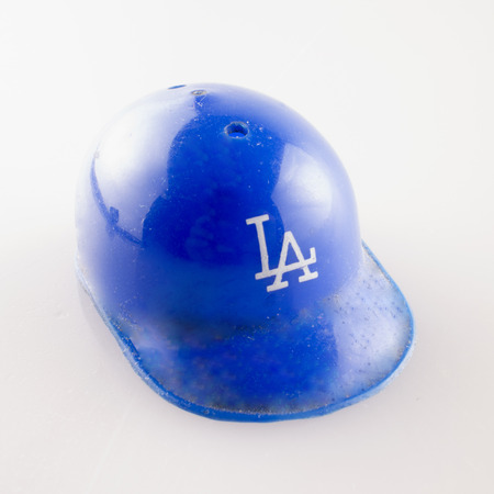 CASALE MONFERRATO, June 29, 2015: Los Angeles Dodgers small plastic hat. Los ANgeles Dodgers are one of the most famous american baseball franchises.のeditorial素材