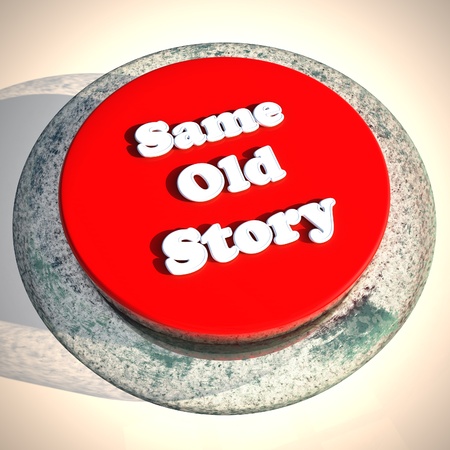 Same old story button over White background, 3d render, square imageの写真素材