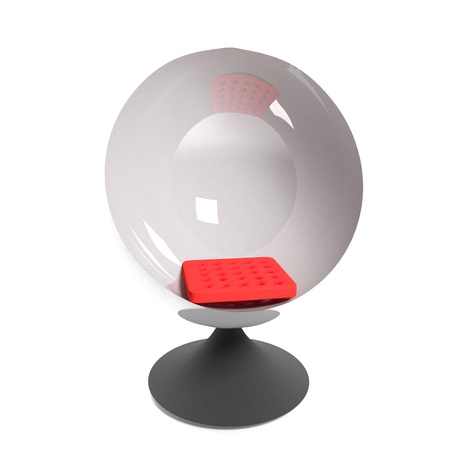 Round armchair isolated over White, 3d render, square imageの写真素材