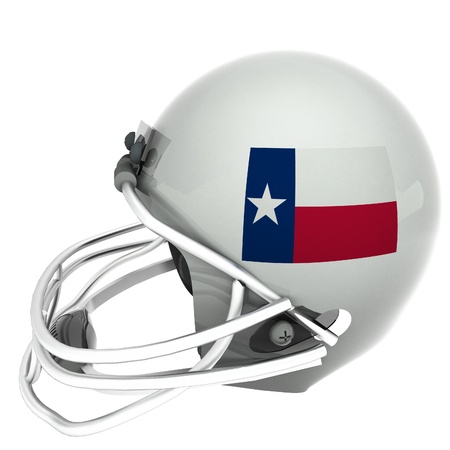 Texas flag over football helmet, 3d render, square image, isolated over whiteの写真素材