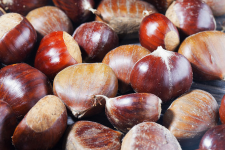 Chestnuts in strict close up, horizontal imageの写真素材