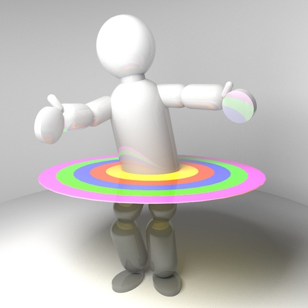 3d Puppet with circles in colors, square imageの写真素材