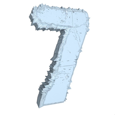 Number 7 written in cement, 3d render, isolated over white, square imageの写真素材