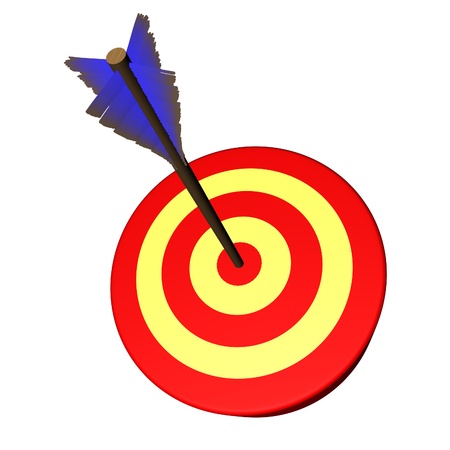 Arrow on target, isolated over white, 3d renderの写真素材