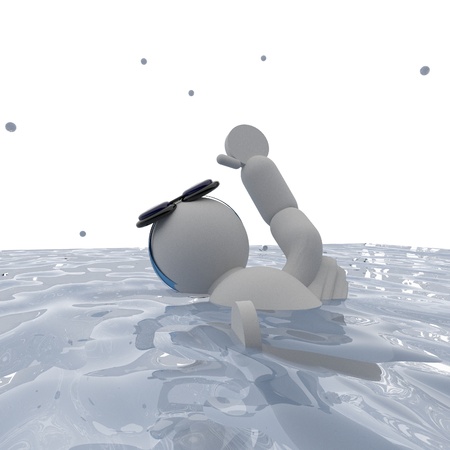 Swimmer backstroke style, square image, 3d renderの写真素材