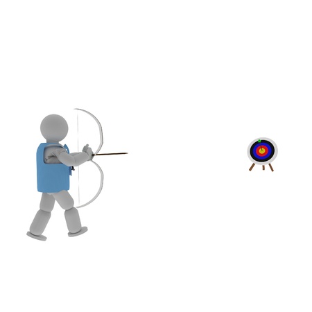 Archer pointing to target, isolated over white, 3d renderの写真素材