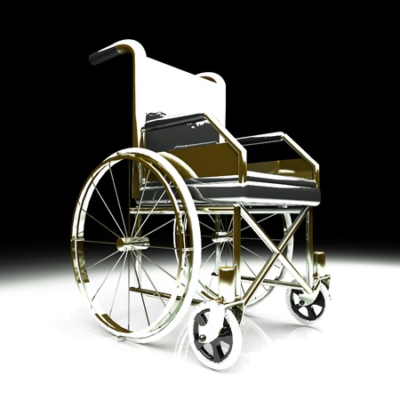 Wheelchair over white background, square image, 3d renderingの写真素材