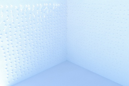Empty white room with holes in the walls, 3d rendering