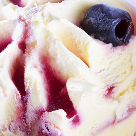Cherry Ice cream in close up, square image