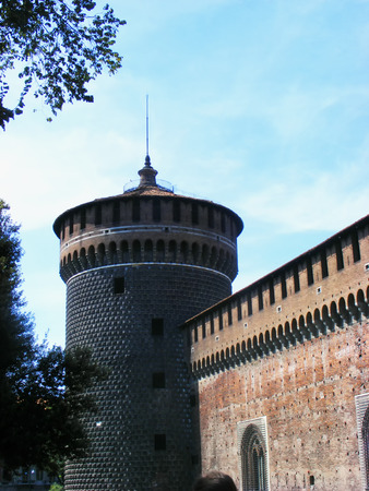 Big Towers of Castello Sforzesco in Milanのeditorial素材