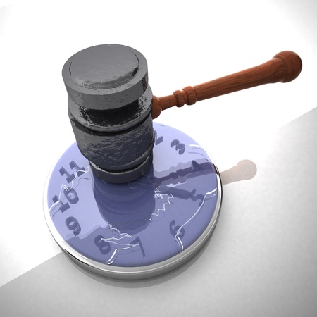 Hammer smashing a clock, square image, 3d renderingの写真素材
