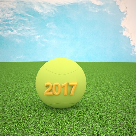 Tennis ball for year 2017, 3d renderingの写真素材