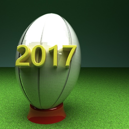 Rugby ball with year 2017, 3d renderingの写真素材