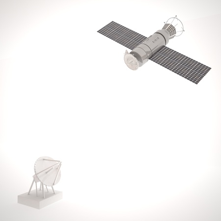 Satellite and antenna over white, 3d renderingの写真素材