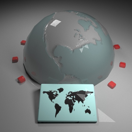 Globe with screen and buttons, 3d renderingの写真素材