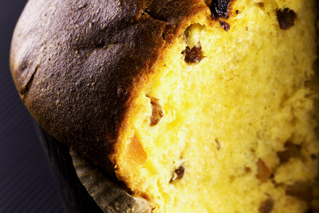 Panettone, typical Italian Christmas cake, in close upの写真素材