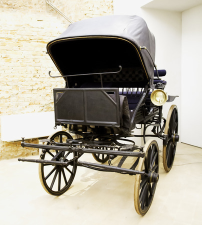 Old model of carriage in exposition, vertical imageの写真素材