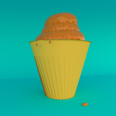 Ice cream over lite blue background, 3d renderingの写真素材