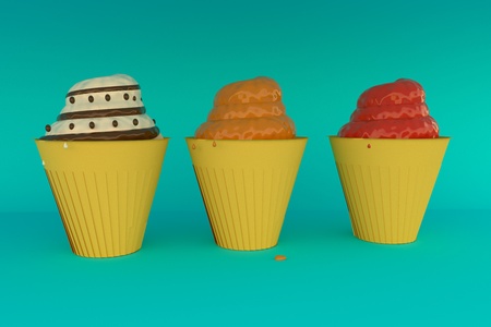 Ice creams over lite blue background, 3d renderingの写真素材