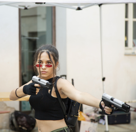 2018, JUNE 17 - CASALE MONFERRATO, ITALY: People in mask for event Casale Comics & Games 2018 in...