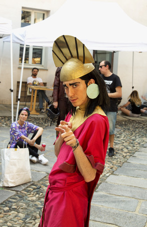 2018, JUNE 17 - CASALE MONFERRATO, ITALY: People in mask for event Casale Comics & Games 2018 in Casale Castleのeditorial素材