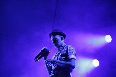 JULY 30, 2021 - GENOA (ITALY): Italian pop band Subsonica plays at Goa-Boa Festival in Genoa. Italyのeditorial素材