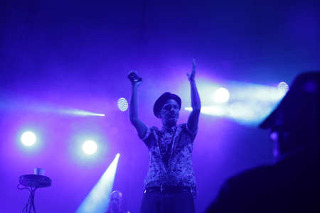 JULY 30, 2021 - GENOA (ITALY): Italian pop band Subsonica plays at Goa-Boa Festival in Genoa. Italyのeditorial素材