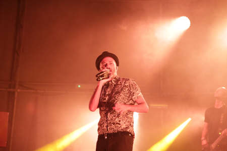 JULY 30, 2021 - GENOA (ITALY): Italian pop band Subsonica plays at Goa-Boa Festival in Genoa. Italyのeditorial素材