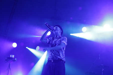 JULY 30, 2021 - GENOA (ITALY): Italian pop band Subsonica plays at Goa-Boa Festival in Genoa. Italyのeditorial素材