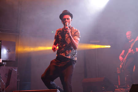 JULY 30, 2021 - GENOA (ITALY): Italian pop band Subsonica plays at Goa-Boa Festival in Genoa. Italyのeditorial素材