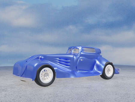 Elegant classic car under blue sky, 3d renderingの写真素材