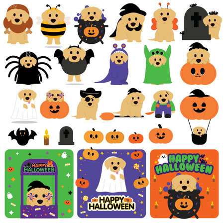 Halloween icon set. Cartoon illustration of halloween icon set for web designのイラスト素材