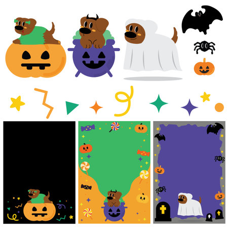 Set of Halloween design elements on a white background. Vector illustration.のイラスト素材