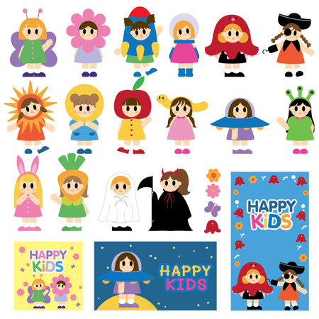 Set of cute cartoon characters for your design. Vector illustration EPS10のイラスト素材