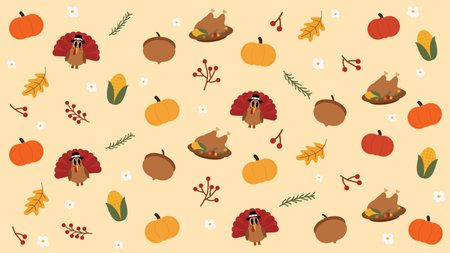 Cute Thanksgiving Holiday Dinner Pattern Background