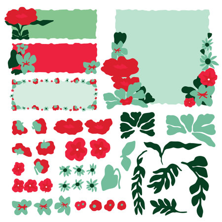 Set of floral elements for scrapbooking. Vector Illustration.のイラスト素材
