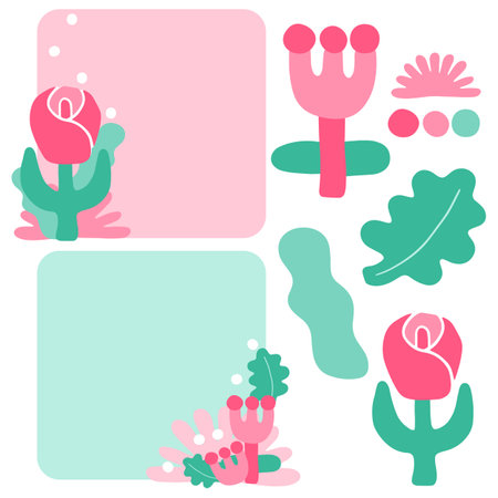 Cute Cacti and succulents set. Vector Illustrationのイラスト素材
