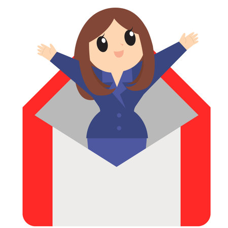 Happy Office Lady Email Conceptのイラスト素材