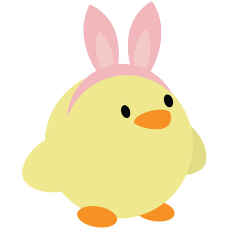 Cute Yellow Chick with Pink Bunny Earsのイラスト素材