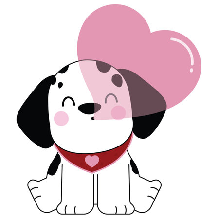 Cute Dalmatian Puppy With Heart Balloonのイラスト素材