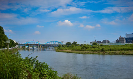 View of the river Daugava in Riga, Latvia.の写真素材
