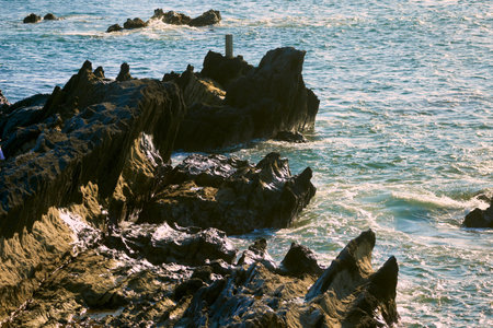 Rocky coast of the Atlantic Ocean, Tenerife, Canary Islands, Spainの写真素材
