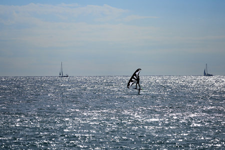 Windsurfing in the Adriatic Sea in Croatia, Europeの写真素材