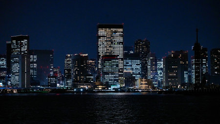 Night view of Yokohama, Japan.の写真素材